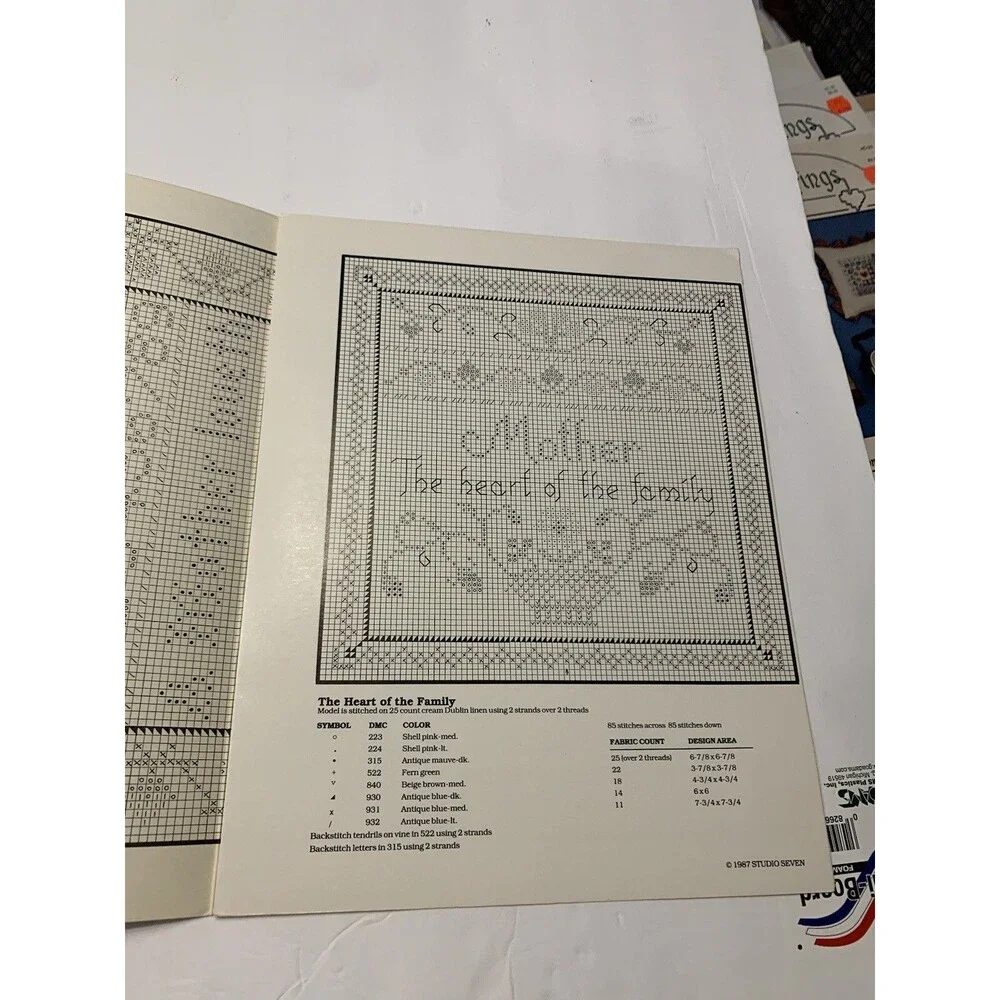 The Heart Of The Family Counted Cross Stitch Patterns~Leaflet~ Studio 7 1987